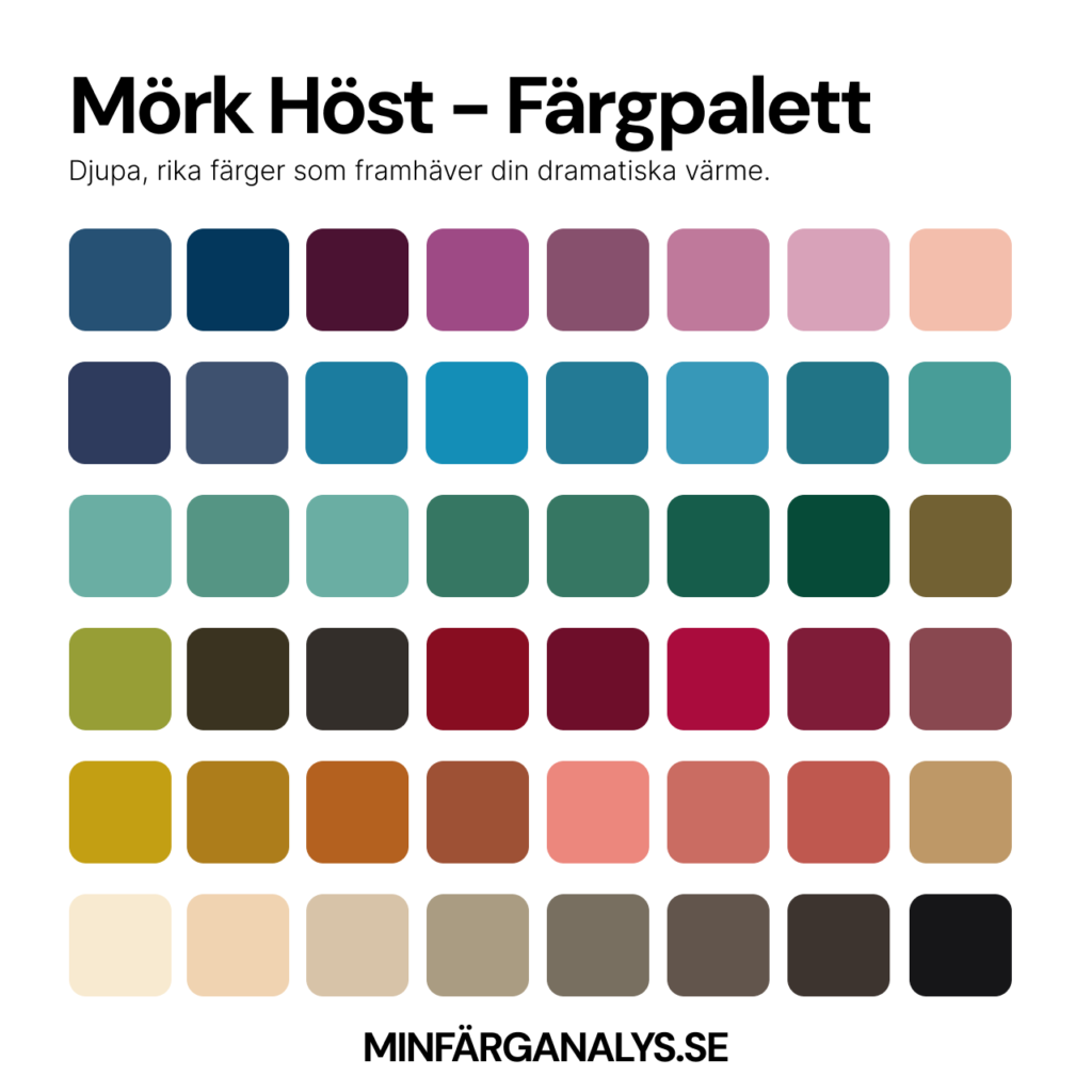 Färgpalett med färger sopm matchar Mörk höst