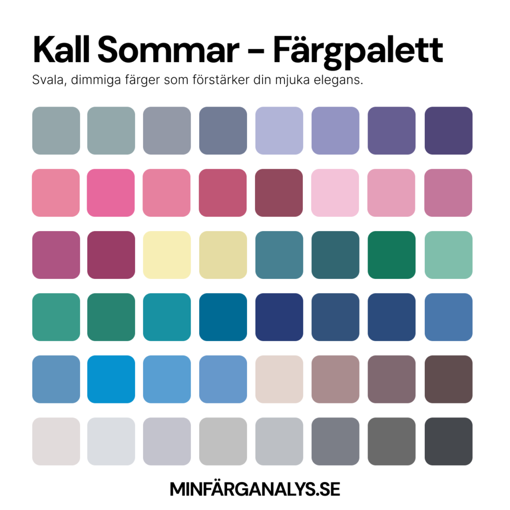 Färgpalett med färger sopm matchar Kall sommar